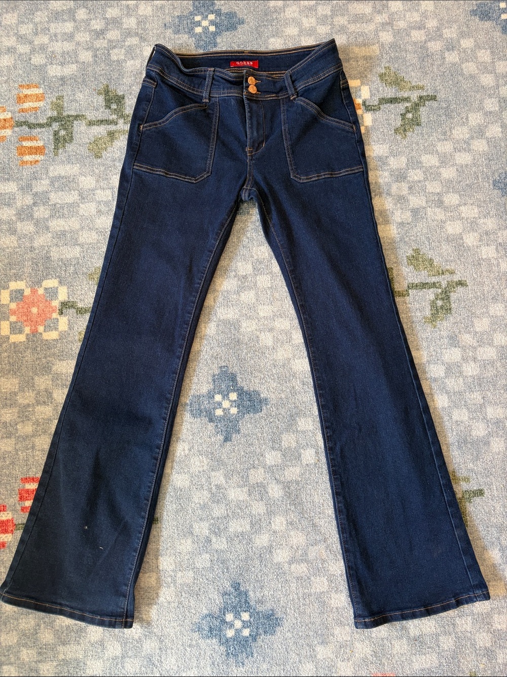 GUESS brand Y2K style Bootcut Women's Sophia Style Dark Indigo Flare Jeans